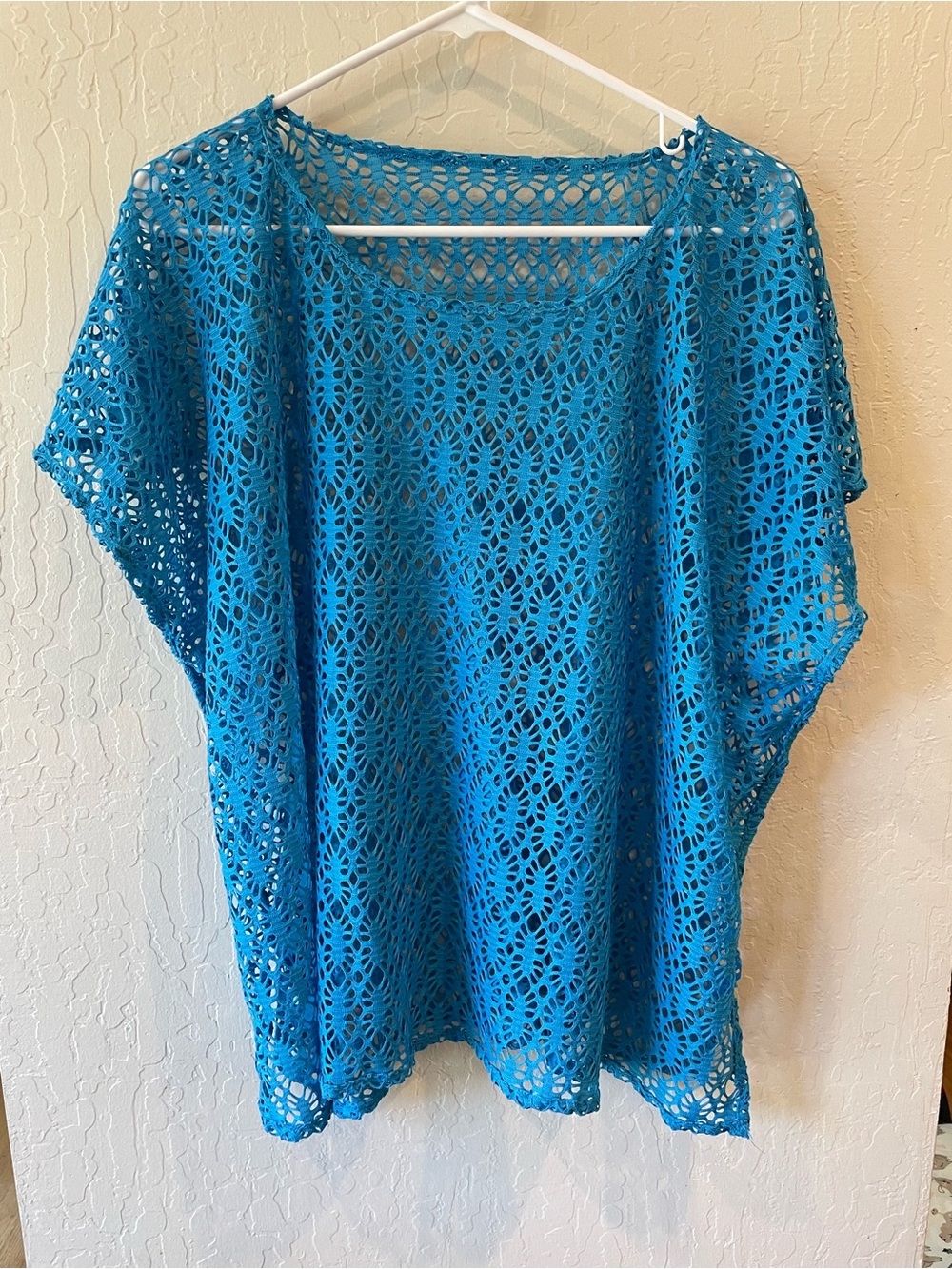 Crochet Openwork Tunic Top in Teal